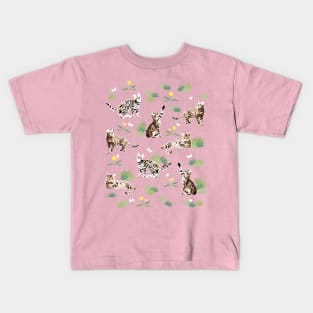 Bengal Cat Kittens In The Garden Kids T-Shirt